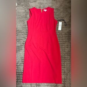 Calvin Klein Bold Red Sleeveless Midi Dress